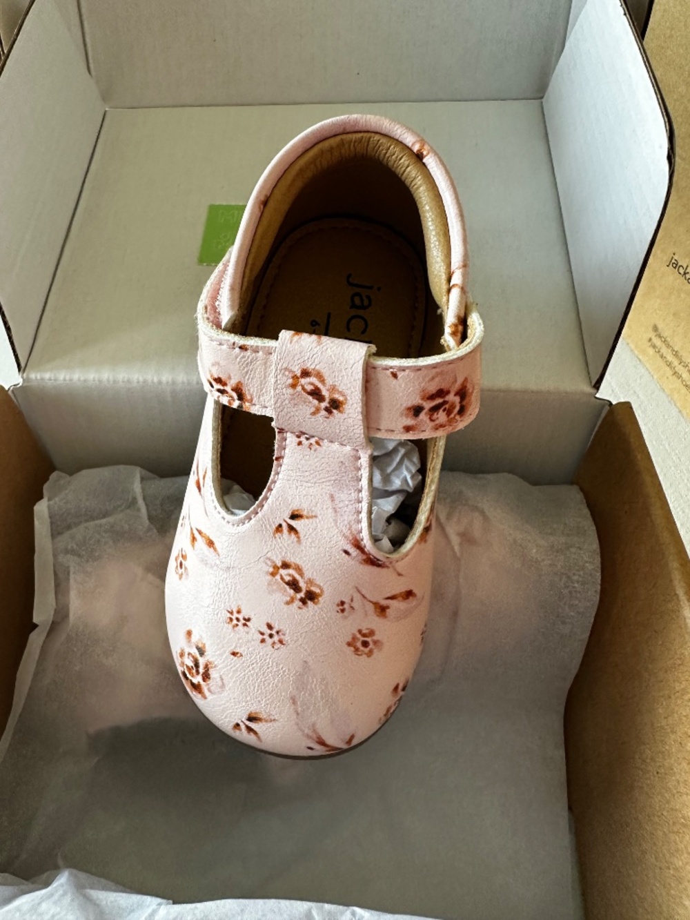 Jack & Lily Flora Pink Floral T-Strap Baby Shoes 6-12M NIB